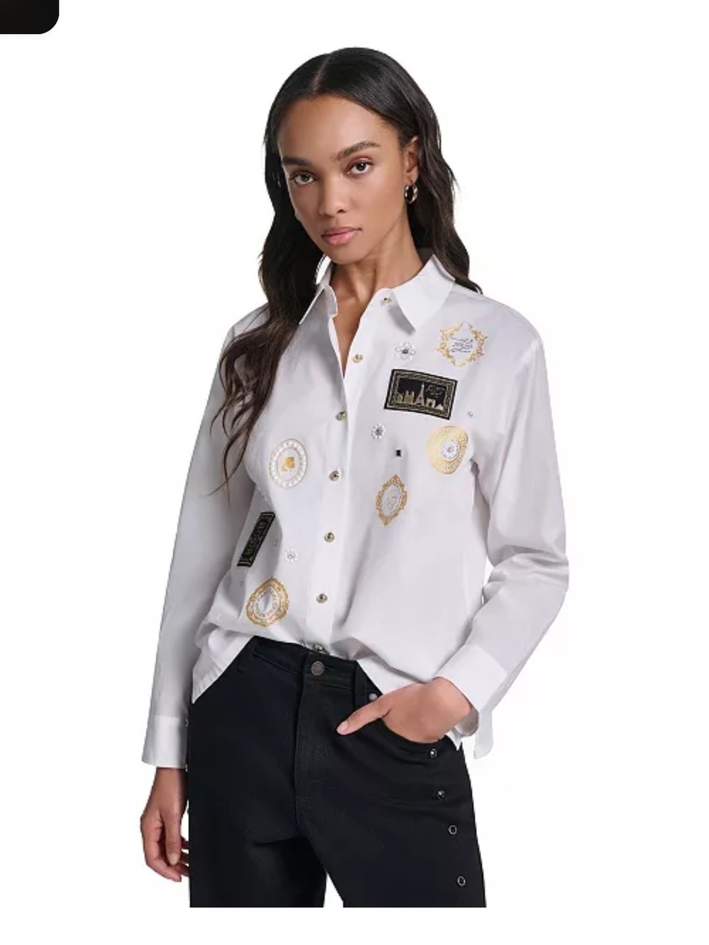 Karl Lagerfeld White Button Down w/ Embellishments